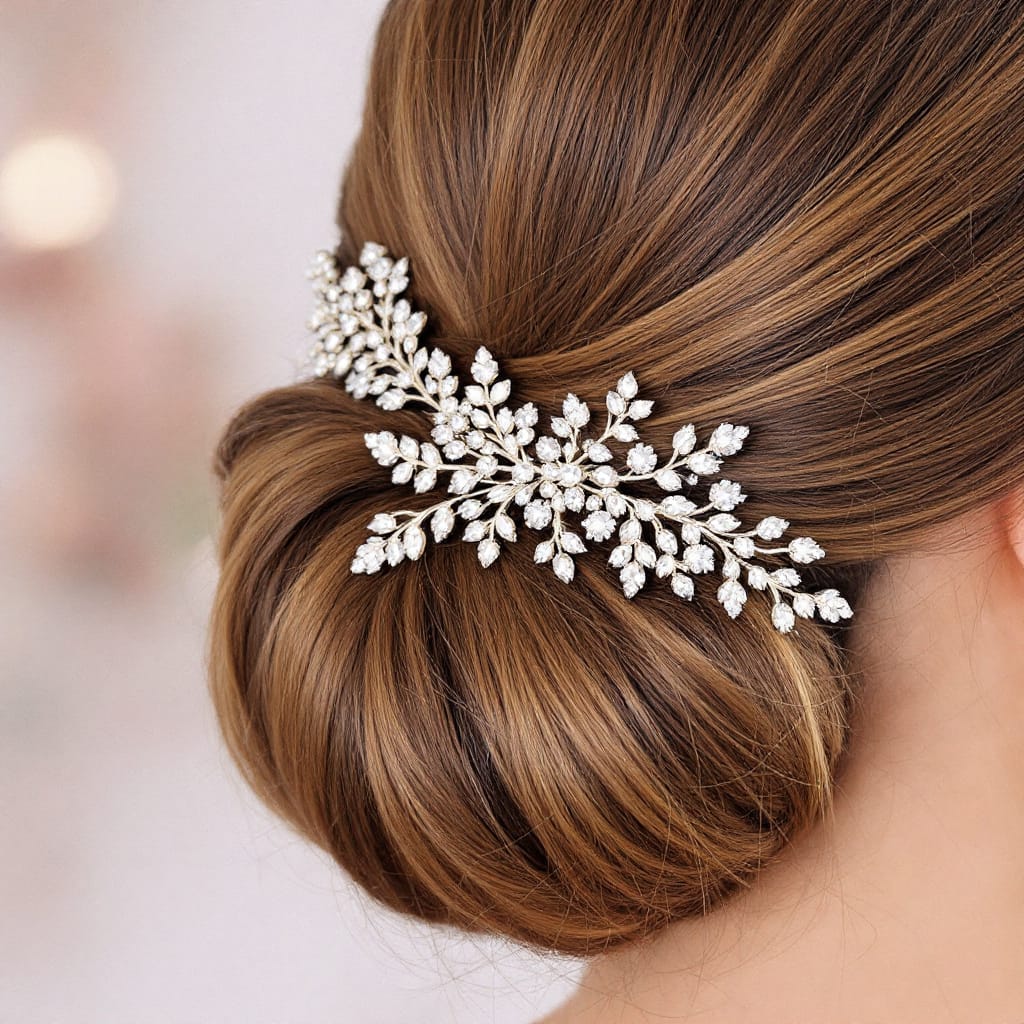 Coiffure avec barrette strass